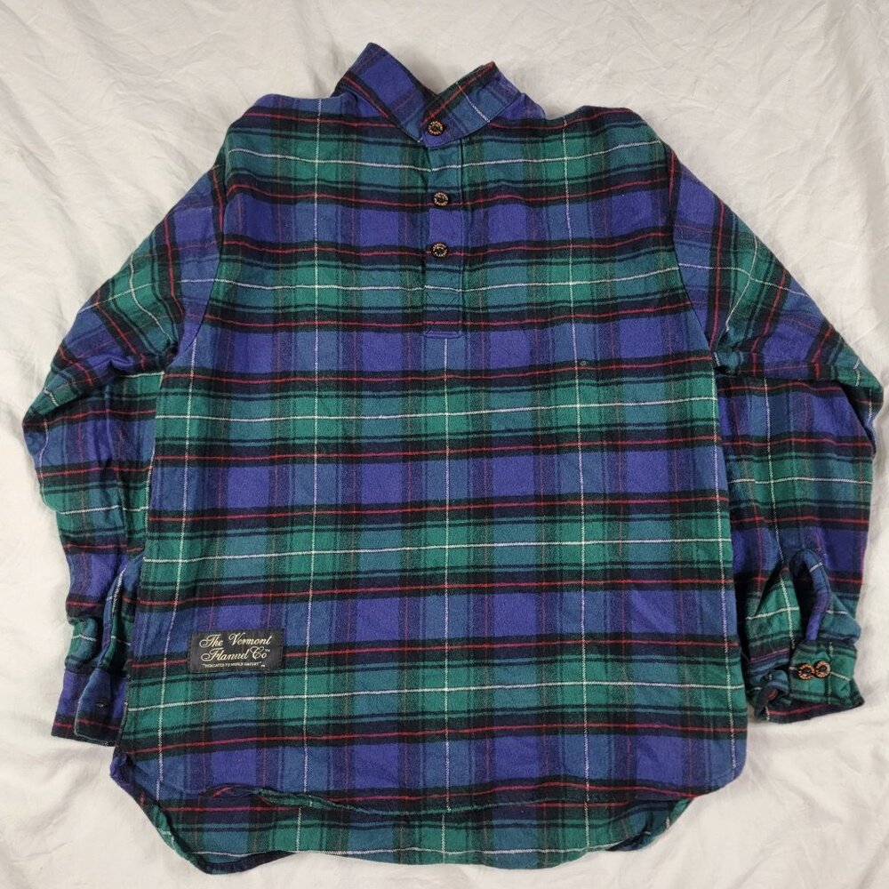 The Vermont Flannel Co Youth 14/16 Blue Green Shirt Winter Warm Casual Sleep